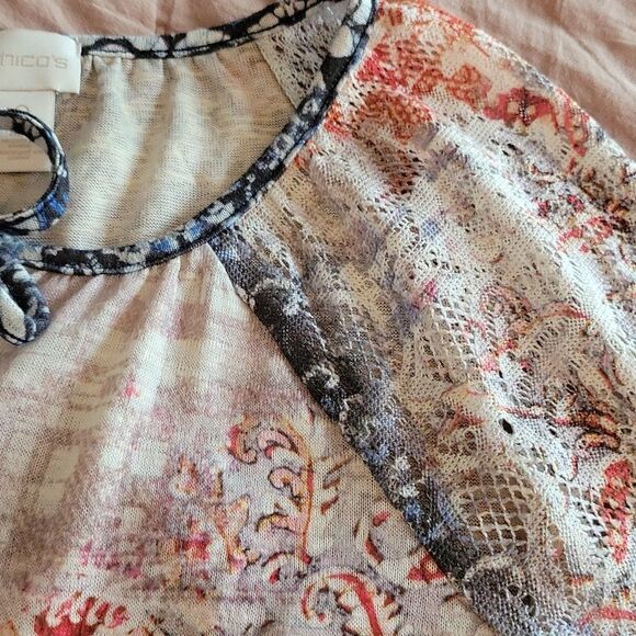 Chico's Crochet Hem Boho Knit Top - Picture 5 of 8